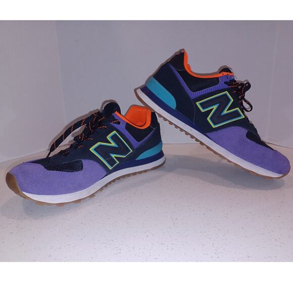 New Balance 574 Black Purple White Shoes ML574PT2 Men's Size 8 (FLAWS) - Picture 6 of 9